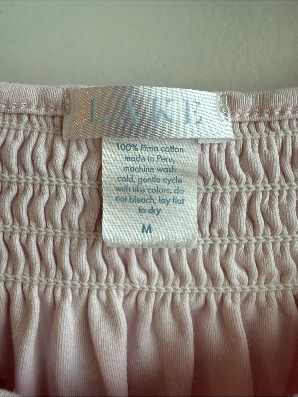 Lake Pajamas Smocked Nightgown Sleep Dress Light Pink Pima Cotton Medium Cottage - Picture 2 of 7